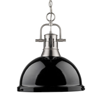 Yep by Golden Lighting Duncan 1-light 14in Chain Hung Pendant in Pewter and Black shade (36|3602-L PW-BK)