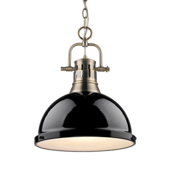 Yep by Golden Lighting Duncan 1-light 14in Chain Hung Pendant in Aged Brass and Black shade (36|3602-L AB-BK)