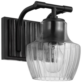 Destin; 1 Light Vanity; Medium Base; 60 Watt; Black And Silver Finish; Clear Ribbed Glass (81|60/7701)
