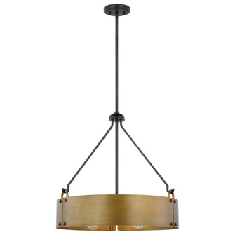 Halter; 4 Light Pendant; Medium Base; 60 Watt; Matte Black Finish; Natural Brass Metal Shade (81|60/7693)