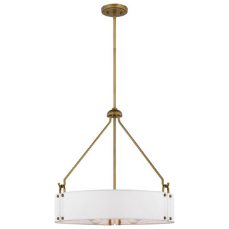 Halter; 4 Light Pendant; Medium Base; 60 Watt;Natural Brass Finish; White Fabric Shade (81|60/7691)