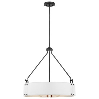 Halter; 4 Light Pendant; Medium Base; 60 Watt; Matte Black Finish; White Fabric Shade (81|60/7692)
