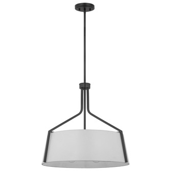 Livingston; 4 Light Pendant; Medium Base; 60 Watt; Matte Black Finish; White Linen Fabric Shade (81|60/7669)