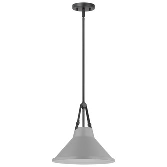 Zelda; 1 Light Pendant; Medium Base; 60 Watt; Black Finish; Gray Metal Shade; Faux Leather Straps (81|60/7646)