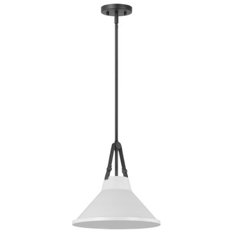 Zelda; 1 Light Pendant; Medium Base; 60 Watt; Black Finish; White Metal Shade; Faux Leather Straps (81|60/7647)