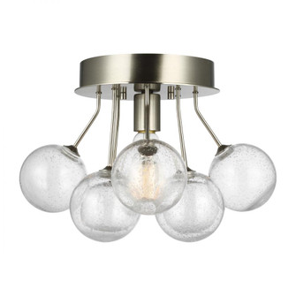 Bronzeville mid-century modern 1-light indoor dimmable ceiling semi-flush mount in brushed nickel si (7725|7714301-962)