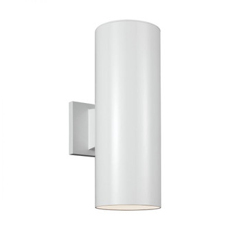 Outdoor Cylinders transitional 2-light LED outdoor exterior small wall lantern sconce in white finis (7725|8313802EN3-15)