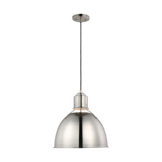 Huey modern 1-light indoor dimmable ceiling hanging single pendant light in brushed nickel silver fi (7725|6680301-962)