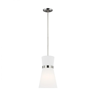 Clark modern 1-light indoor dimmable ceiling hanging single pendant light in brushed nickel silver f (7725|6590501-962)