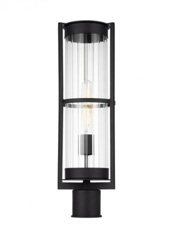 Alcona transitional 1-light LED outdoor exterior post lantern in black finish with clear fluted glas (7725|8226701EN7-12)