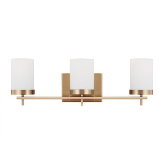 Zire dimmable indoor 3-light LED wall light or bath sconce in a satin brass finish with etched white (7725|4490303EN3-848)
