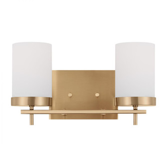 Zire dimmable indoor 2-light LED wall light or bath sconce in a satin brass finish with etched white (7725|4490302EN3-848)
