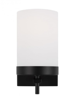 Zire dimmable indoor 1-light LED wall light or bath sconce in a midnight black finish with etched wh (7725|4190301EN3-112)
