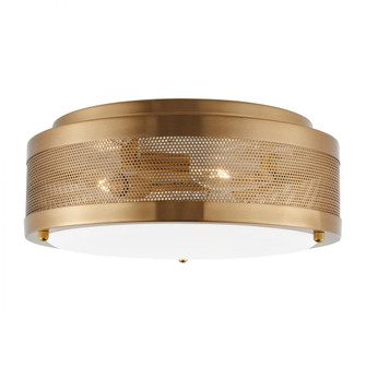 Vander transitional 3-light LED indoor/outdoor dimmable medium ceiling flush mount in satin brass go (7725|7532003EN-848)