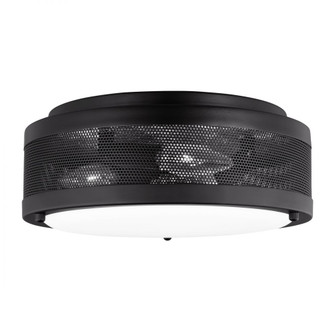 Vander transitional 3-light LED indoor/outdoor dimmable medium ceiling flush mount in midnight black (7725|7532003EN-112)