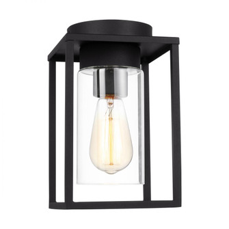 Vado modern 1-light outdoor ceiling flush mount in black finish with clear glass panels (7725|7831101-12)
