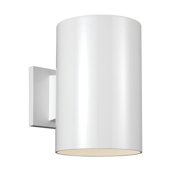 Outdoor Cylinders transitional 1-light LED outdoor exterior large wall lantern sconce in white finis (7725|8313901EN3-15)