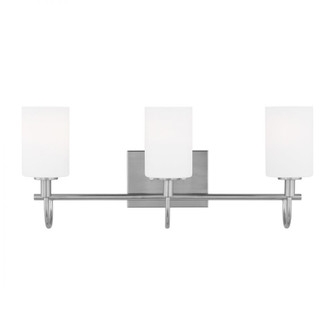 Oak Moore traditional 3-light LED indoor dimmable bath vanity wall sconce in brushed nickel silver f (7725|4457103EN3-962)