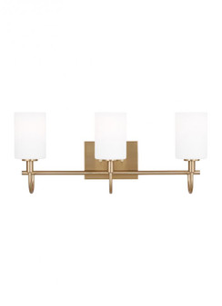 Oak Moore traditional 3-light indoor dimmable bath vanity wall sconce in satin brass gold finish and (7725|4457103-848)