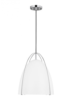 Norman modern 1-light LED indoor dimmable large ceiling hanging single pendant light in chrome silve (7725|6651801EN3-05)