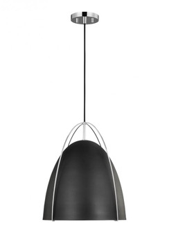 Norman modern 1-light LED indoor dimmable large ceiling hanging single pendant light in chrome silve (7725|6651701EN3-05)