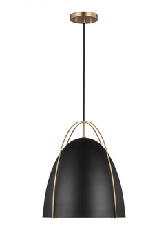 Norman modern 1-light indoor dimmable large ceiling hanging single pendant light in satin brass gold (7725|6651701-848)