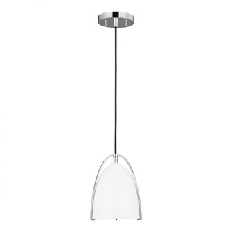 Norman modern 1-light indoor dimmable mini ceiling hanging single pendant light in chrome silver fin (7725|6151801-05)