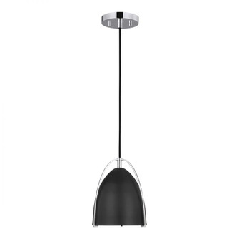 Norman modern 1-light indoor dimmable mini ceiling hanging single pendant light in chrome silver fin (7725|6151701-05)