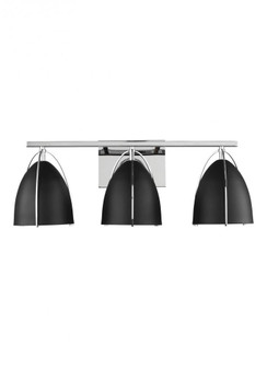 Norman modern 3-light indoor dimmable bath vanity wall sconce in chrome silver finish with midnight (7725|4451703-05)