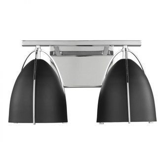 Norman modern 2-light indoor dimmable bath vanity wall sconce in chrome silver finish with midnight (7725|4451702-05)