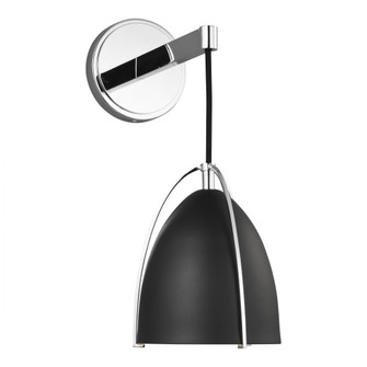 Norman modern 1-light indoor dimmable bath vanity wall sconce in chrome silver finish with midnight (7725|4151701-05)