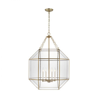 Morrison modern 4-light indoor dimmable ceiling pendant hanging chandelier light in satin brass gold (7725|5279404-848)