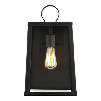 Marinus modern 1-light LED outdoor exterior large wall lantern sconce in black finish with clear gla (7725|8737101EN7-12)