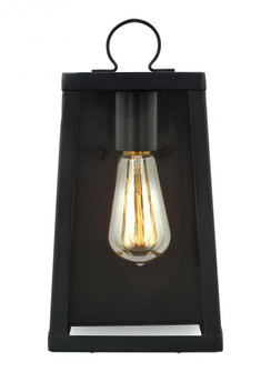 Marinus modern 1-light LED outdoor exterior small wall lantern sconce in black finish with clear gla (7725|8537101EN7-12)