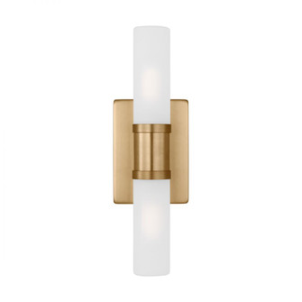 Keaton modern industrial 2-light indoor dimmable small bath vanity wall sconce in satin brass gold f (7725|4465002-848)