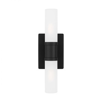 Keaton modern industrial 2-light indoor dimmable small bath vanity wall sconce in midnight black fin (7725|4465002-112)