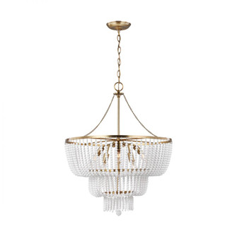 Jackie traditional 6-light LED indoor dimmable ceiling chandelier pendant light in satin brass gold (7725|3180706EN-848)
