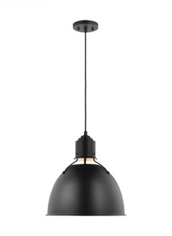 Huey modern 1-light LED indoor dimmable ceiling hanging single pendant light in midnight black finis (7725|6680301EN3-112)