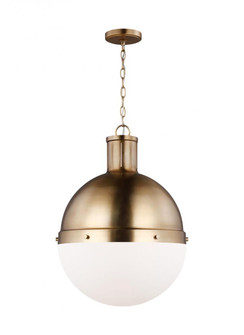 Hanks transitional 1-light LED indoor dimmable large ceiling hanging single pendant light in satin b (7725|6677101EN3-848)