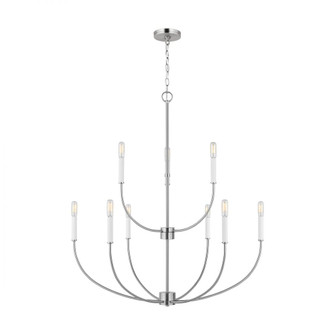 Greenwich modern farmhouse 9-light LED indoor dimmable chandelier in brushed nickel silver finish (7725|3167109EN-962)