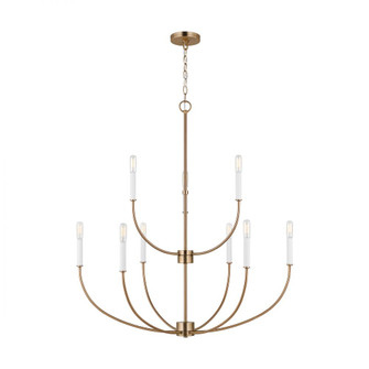 Greenwich modern farmhouse 9-light LED indoor dimmable chandelier in satin brass gold finish (7725|3167109EN-848)