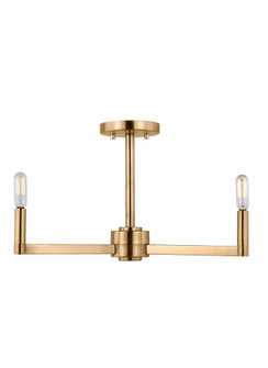 Fullton modern 3-light indoor dimmable semi-flush mount in satin brass gold finish (7725|7764203-848)