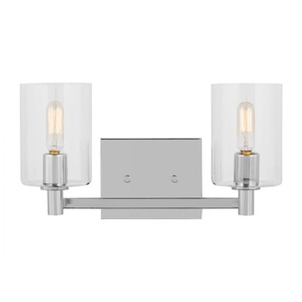 Fullton modern 2-light indoor dimmable bath vanity wall sconce in chrome finish (7725|4464202-05)
