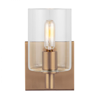 Fullton modern 1-light LED indoor dimmable bath vanity wall sconce in satin brass gold finish (7725|4164201EN-848)