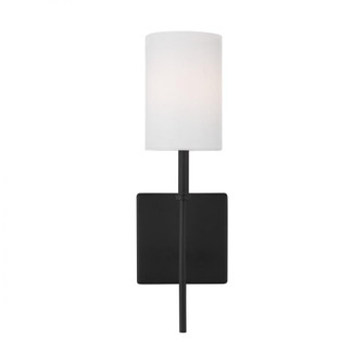 Foxdale transitional 1-light indoor dimmable bath sconce in midnight black finish with white linen f (7725|4109301-112)