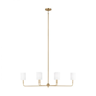 Foxdale transitional 6-light LED indoor dimmable linear chandelier in satin brass gold finish with w (7725|3609306EN-848)