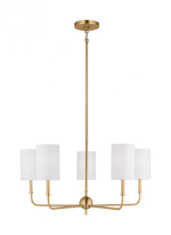 Foxdale transitional 5-light indoor dimmable chandelier in satin brass gold finish with white linen (7725|3109305-848)