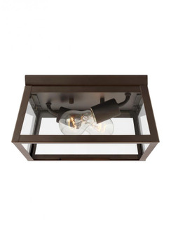 Founders modern 2-light LED outdoor exterior ceiling flush mount in antique bronze Finish (7725|7848402EN7-71)