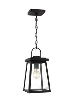 Founders modern 1-light LED outdoor exterior ceiling hanging pendant in black finish with clear glas (7725|6248401EN7-12)