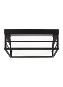 Dearborn modern 1-light LED indoor small ceiling flush mount in midnight black finish with etched wh (7725|7529693S-112)